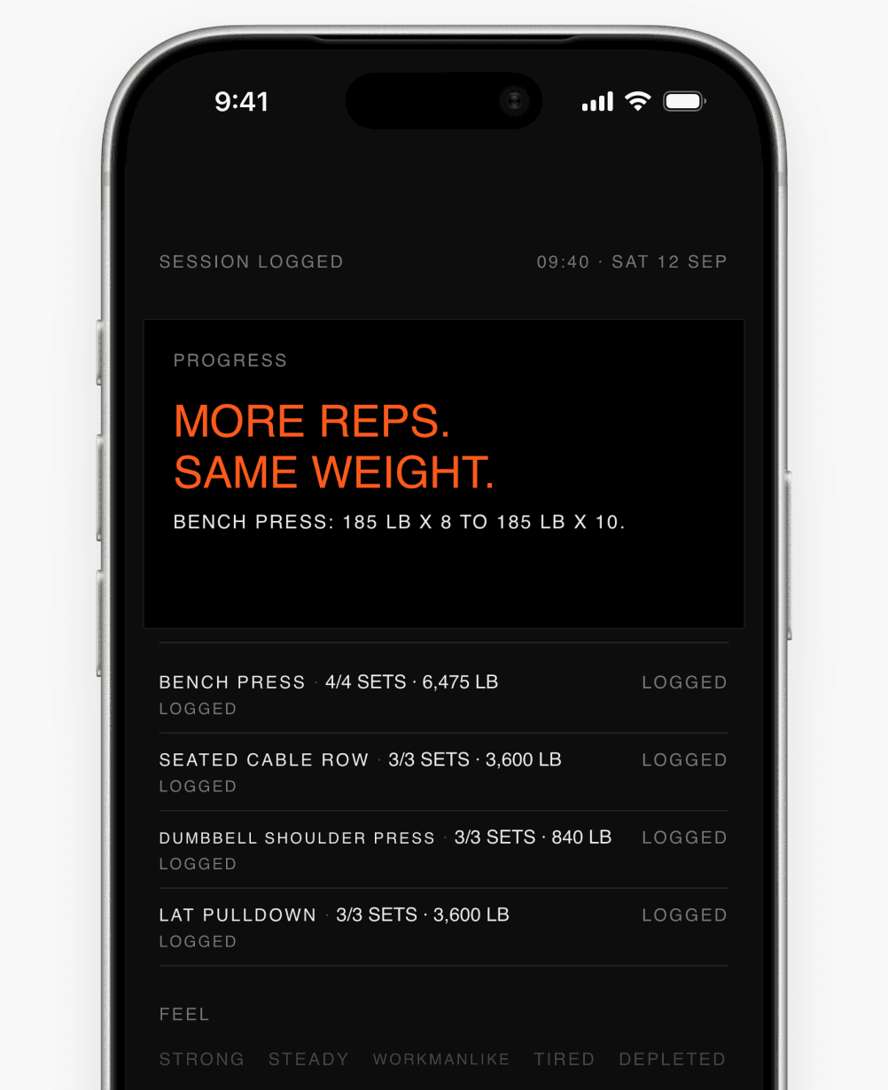 OneMore progress payoff shown in an approved iPhone frame with demo data.
